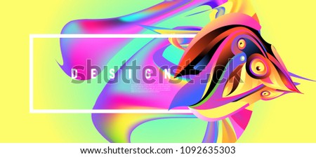 Modern colorful flow poster with bird head. Wave Liquid shape in colorful background. Art design for your design project. Vector illustration EPS10