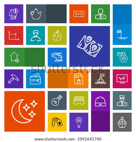 Modern, simple, colorful vector icon set with lamp, home, instrument, bed, transport, shopping, map, sky, boat, bottle, supermarket, technology, medical, music, list, apartment, folk, pump, air icons