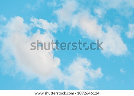 Beautiful Blue Nature Background Sky with clouds, Amazing Backdrop  for Design. Horizontal Wallpaper With Copy Space in the center