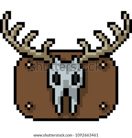 vector pixel-look art deer skull isolated cartoon