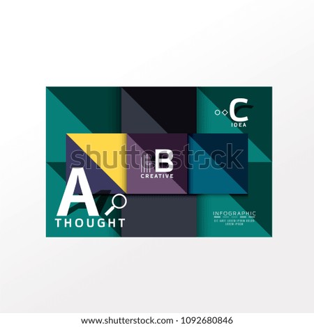 Geometric infographic banner, paper info a b c option diagram created with color shapes. Vector illustration
