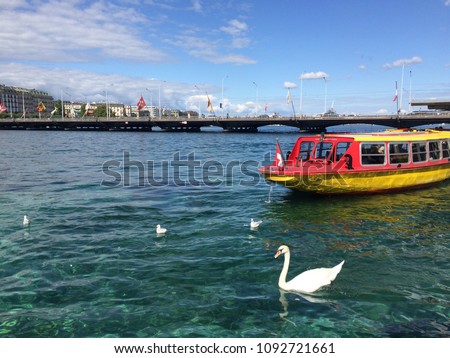 ferry boat  in the beautiful Geneva lake 
