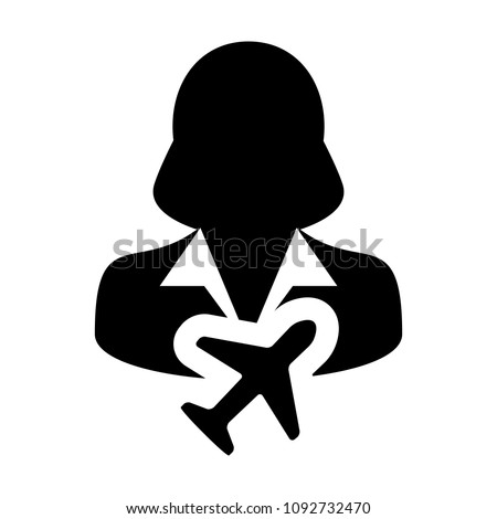 Vacation icon vector female user person profile avatar symbol for transportation in flat color glyph pictogram illustration