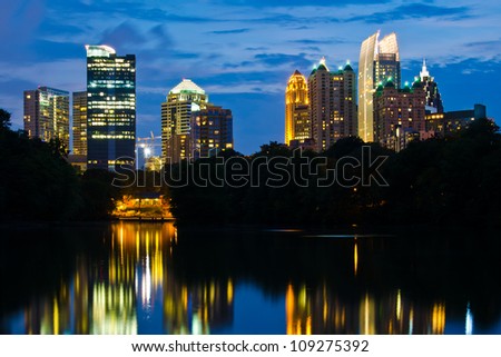 Cityscape view of midtown Atlanta from Piedmont Park