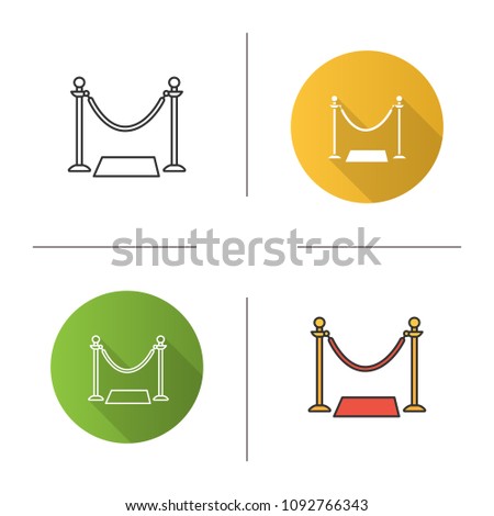 Grand opening ribbon icon. Red carpet. Flat design, linear and color styles. Isolated vector illustrations