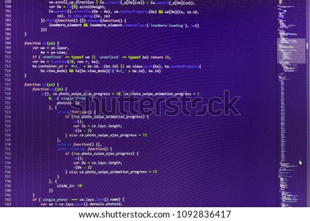 Hacker api text on the computer screen. Coding cyberspace concep