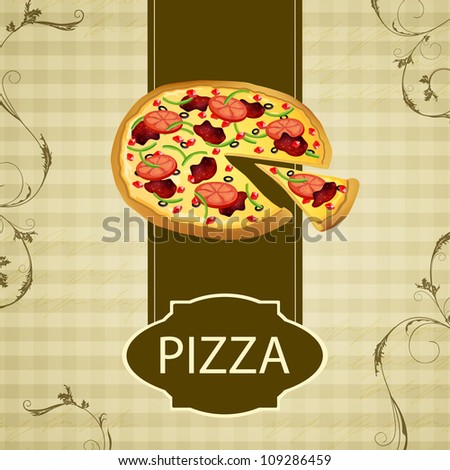Vector Illustration of a Vintage Menu Card with a Pizza