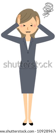 Business woman holding a head