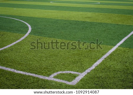 Football field, Futsal field, Green grass, The corner of footbal field