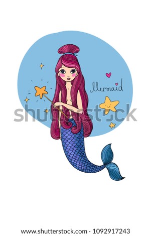  Princess Mermaid. Siren. Sea theme. vector illustration on a white background.