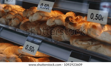 bread rolls in a shop window
