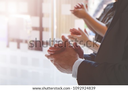 Business team success. Business people hands applauding after presentation project at conference.successful meeting Royalty-Free Stock Photo #1092924839