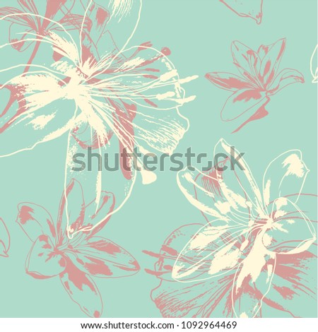 Vector Seamless Lily Pattern