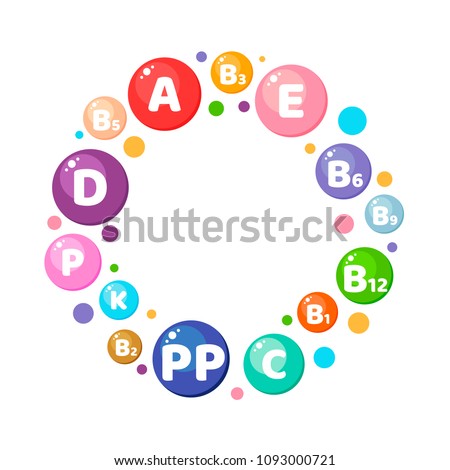 Vector illustration. Infographics. Circle. Vitamins, minerals, nutrients. Royalty-Free Stock Photo #1093000721