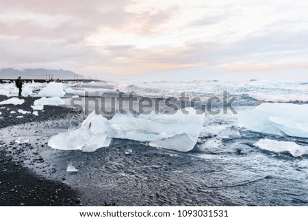 Jokulsarlon glacier lagoon, melting ice.  Iceland.