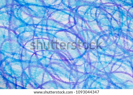 children drawing doodle, scribble sketch book, kid's album with lines picture background, blue background