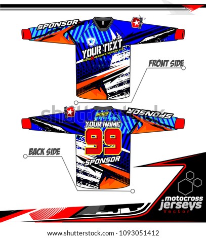 Long sleeve Motocross jerseys t-shirts vector, graphic design for football uniforms, unisex cycling, navy submariner and sportswear.
