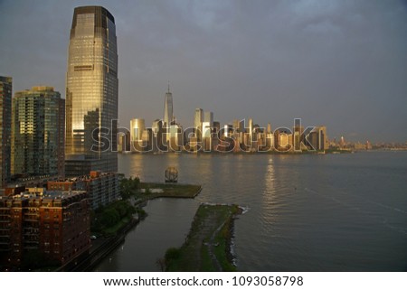 Sunset light in Jersey City and New York