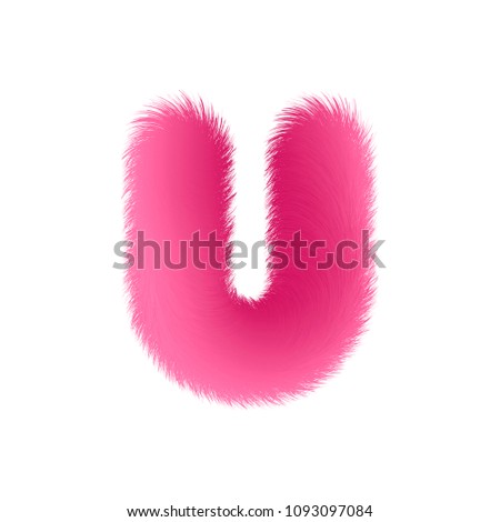 High Quality 3D Shaggy Letter U on White Background . Isolated Vector Element
