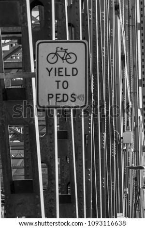 Yield to Peds Sign on Bridge