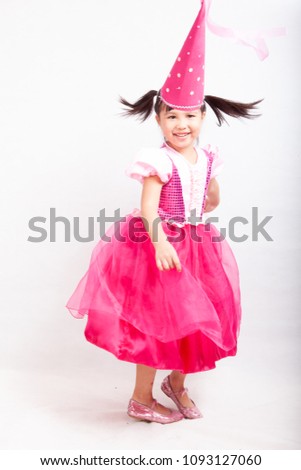 Little Girl Happy With Pink Costume