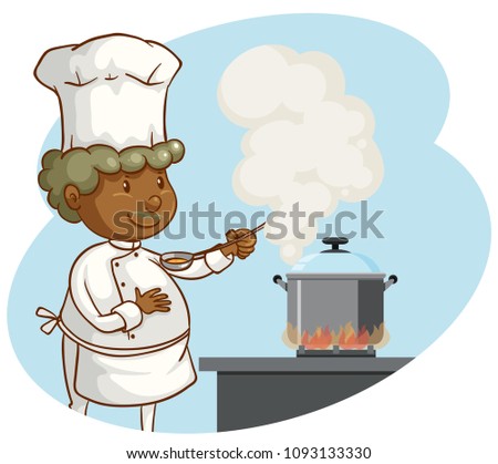 A Professional Chef Cooking on White Background illustration