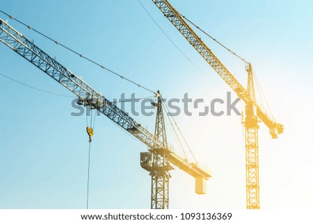 Tower crane on blue sky