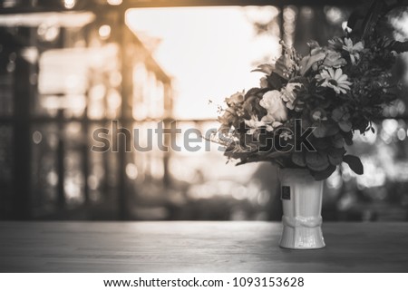 Flowers in vase with monochrome filter