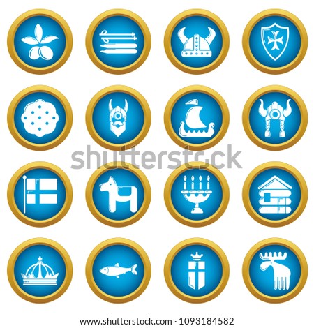 Sweden travel icons set. Simple illustration of 16 sweden travel vector icons for web