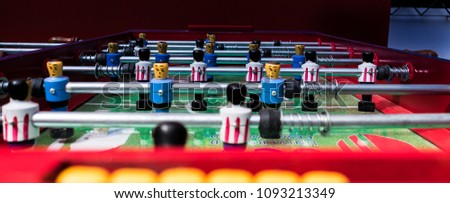 football table game from the point of view of the goalkeeper