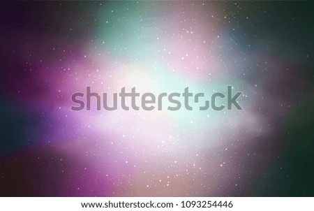 Light Pink, Green vector layout with cosmic stars. Space stars on blurred abstract background with gradient. Best design for your ad, poster, banner.