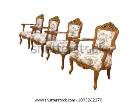  Louis chair on white background,classical carved wooden chair isolated on white background with working path,isolated on a white