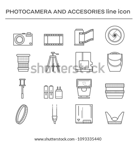 Photo camera and accessories icons.