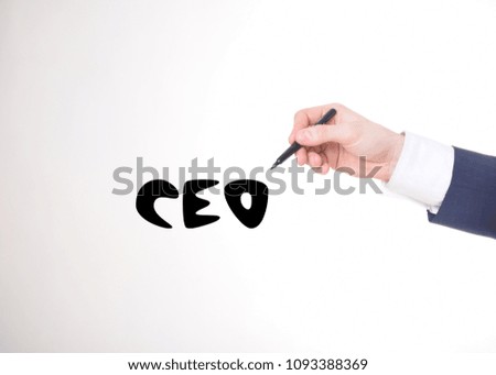 The businessman writes a black marker inscription:CEO
