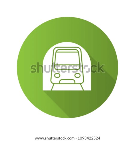 Metro flat design long shadow glyph icon. Subway, underground. Rapid transit. Raster silhouette illustration