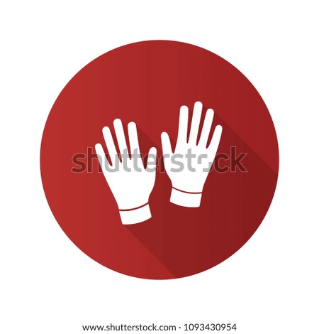 Medical or household gloves flat design long shadow glyph icon. Raster silhouette illustration