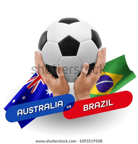 Soccer competition, national teams Australia vs Brazil