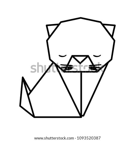 cat origami paper icon