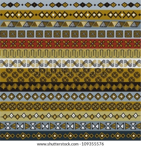 Various strips motifs colored in Earth tone