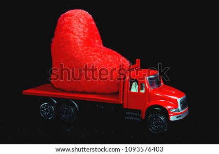 Love Concept of Truck Loading Lovely Heart, A Perfect Gift or Present for Someone Special.