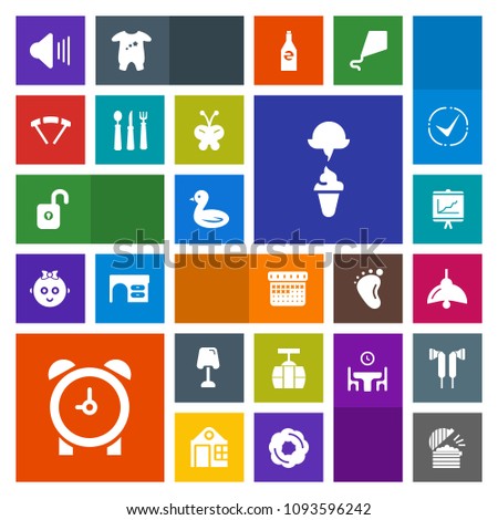 Modern, simple, colorful vector icon set with protection, audio, transportation, report, chef, lamp, animal, sky, home, restaurant, bird, wildlife, music, clock, table, document, watch, hour, up icons