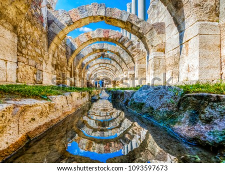 Agora of The ancient city of Smyrna in Izmir Royalty-Free Stock Photo #1093597673