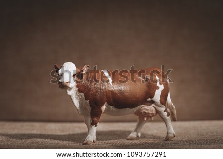 luxury baby rubber white brown cow toy for animal collection.