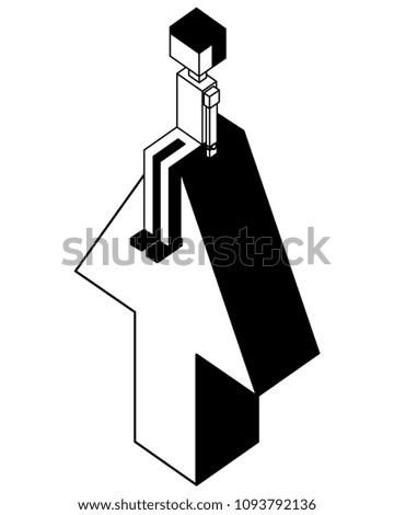 arrow up with young boy isometric icon