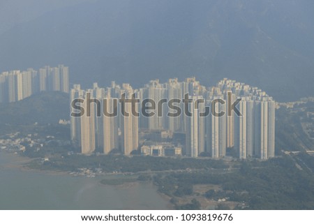 View of the residence in Hong Kong Island from Ngong Ping cable car.