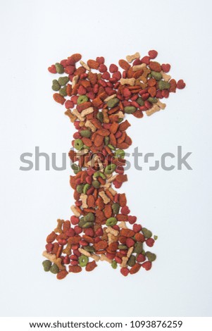dog food on the white background, isolate feed dog in the bone picture 