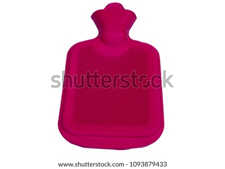 Red rubber hot water bag for first aid on white background, isolated picture