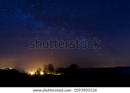 milky way in Germany over a small village