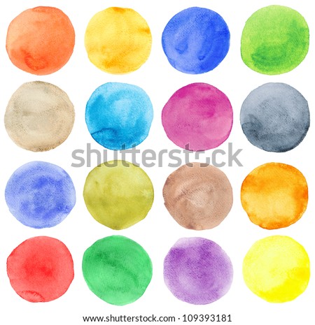 Watercolor hand painted circles set