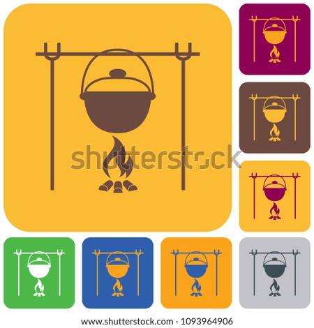Fire and pot icon. Vector illustration.

